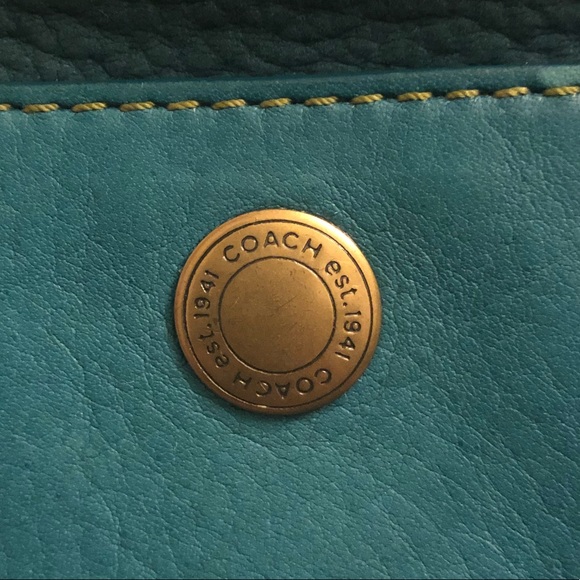 COACH Chelsea Teal Pebble Leather Mini Bag - Picture 6 of 8